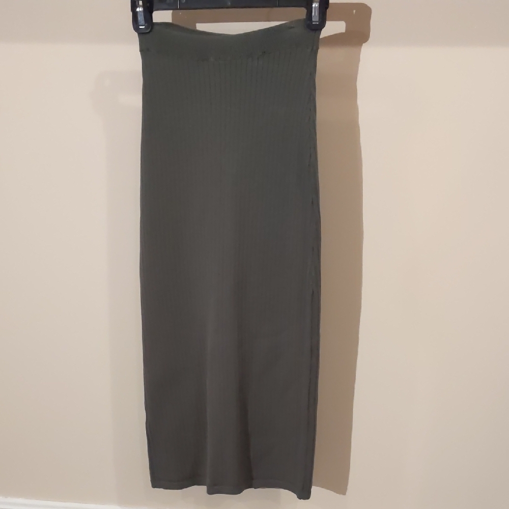 Free People Olive Ribbed Midi Skirt - Picture 2 of 4